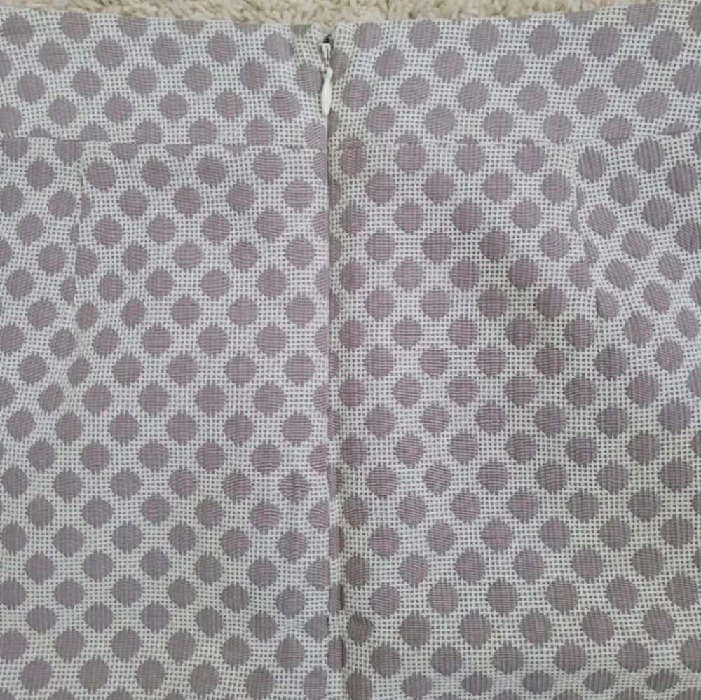 LOFT Petites 8P Polka Dot Mini Skirt Tan Brown Cream Lined Academia Preppy